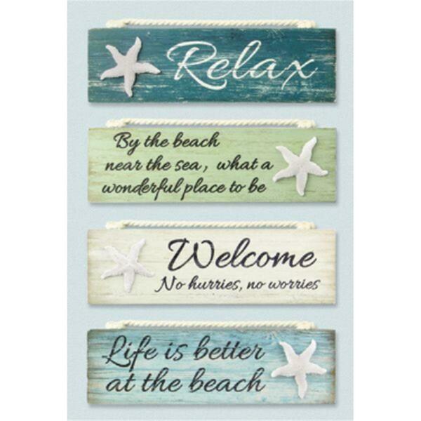 Youngs Wood Nautical Block Signs, Assorted Color - 4 Piece 15605